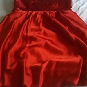 A red satin  dress